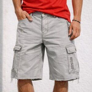 Private Blue Utility Cream Colored Cargo Cotton Utility Shorts 38 waist like new